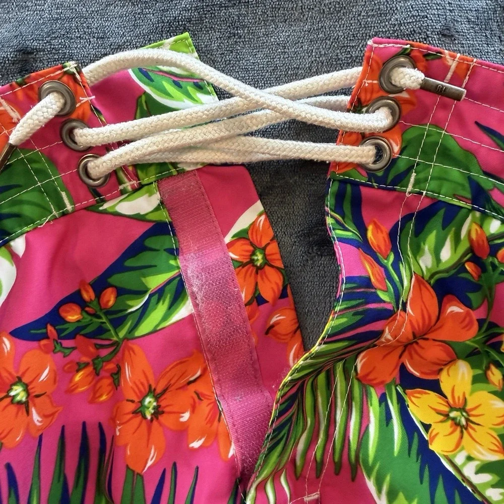 VTG Polo Ralph Lauren Board Shorts Mens 36x10 Multicolor Tropical Swim Trunks